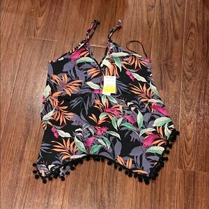 Japna Black Tropical Print Top